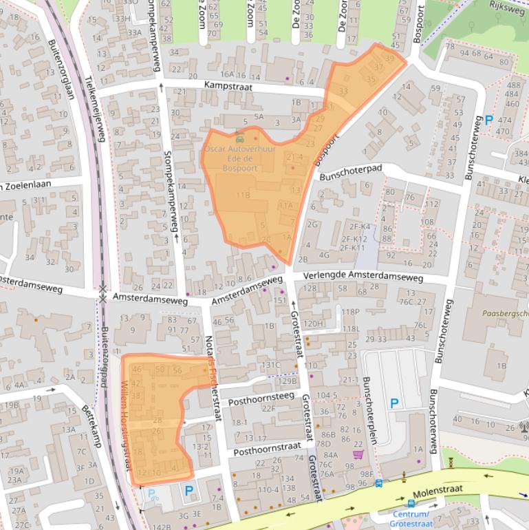 Kaart van postcodegebied 6711BT.