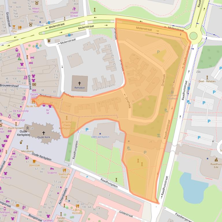 Kaart van postcodegebied 6711DJ.