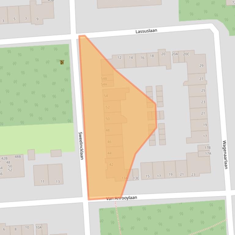 Kaart van postcodegebied 6711EW.