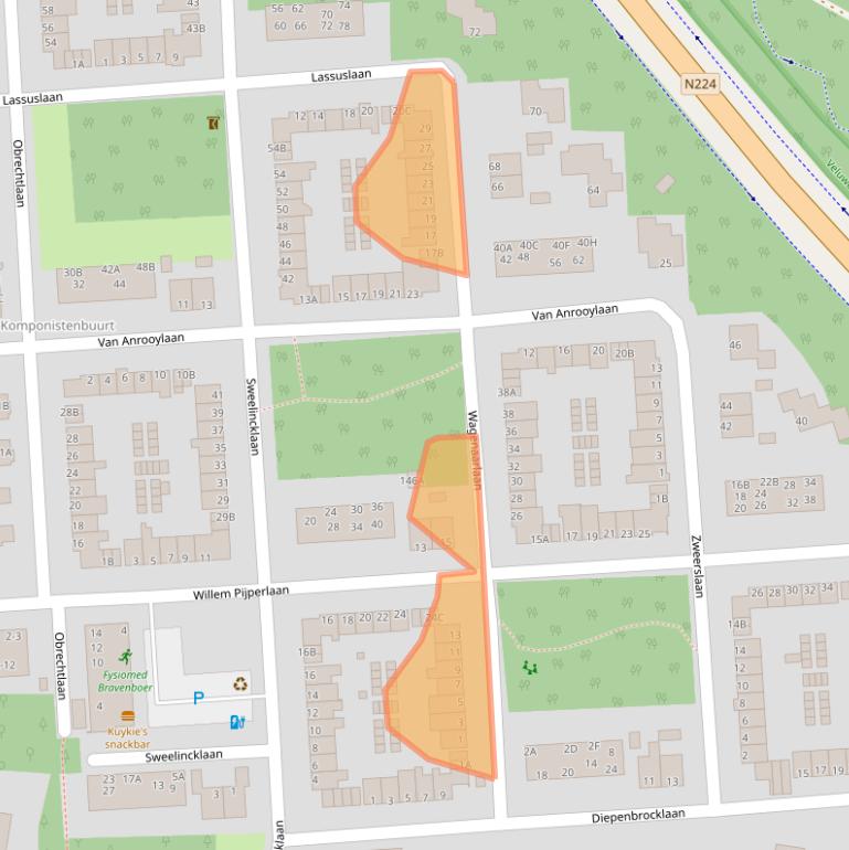 Kaart van postcodegebied 6711GA.