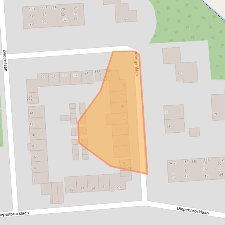Kaart van postcodegebied 6711GH.