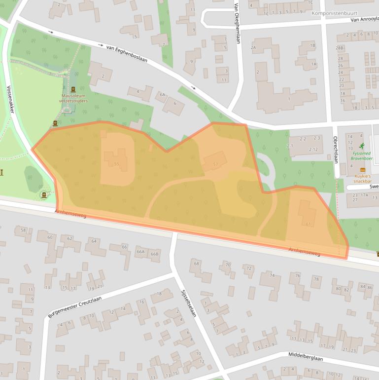 Kaart van postcodegebied 6711GS.