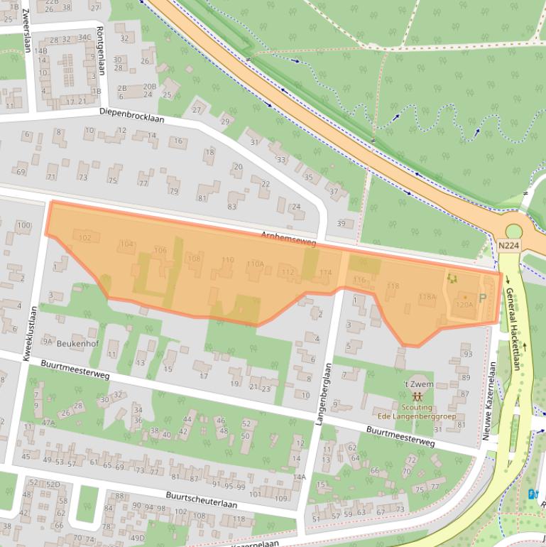 Kaart van postcodegebied 6711HJ.
