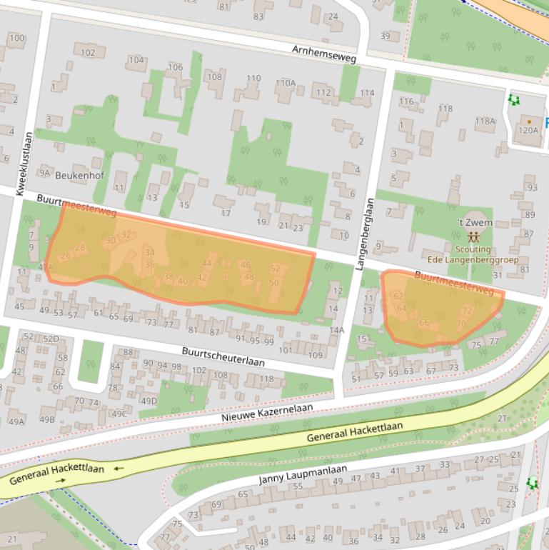 Kaart van postcodegebied 6711HN.