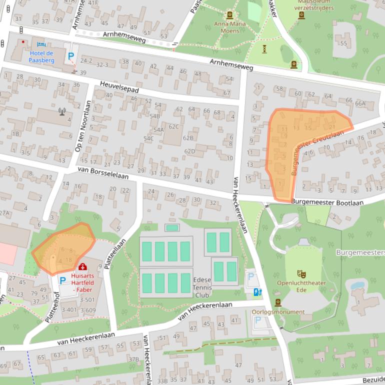 Kaart van postcodegebied 6711JJ.