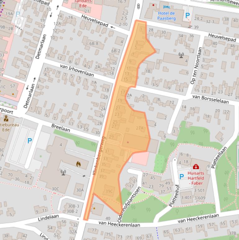 Kaart van postcodegebied 6711MH.