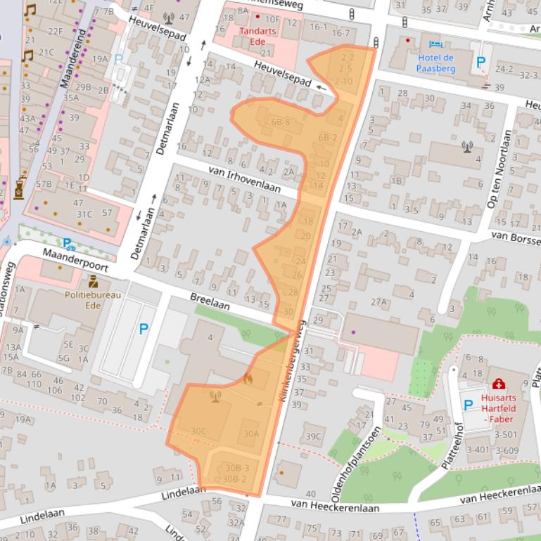 Kaart van postcodegebied 6711MK.