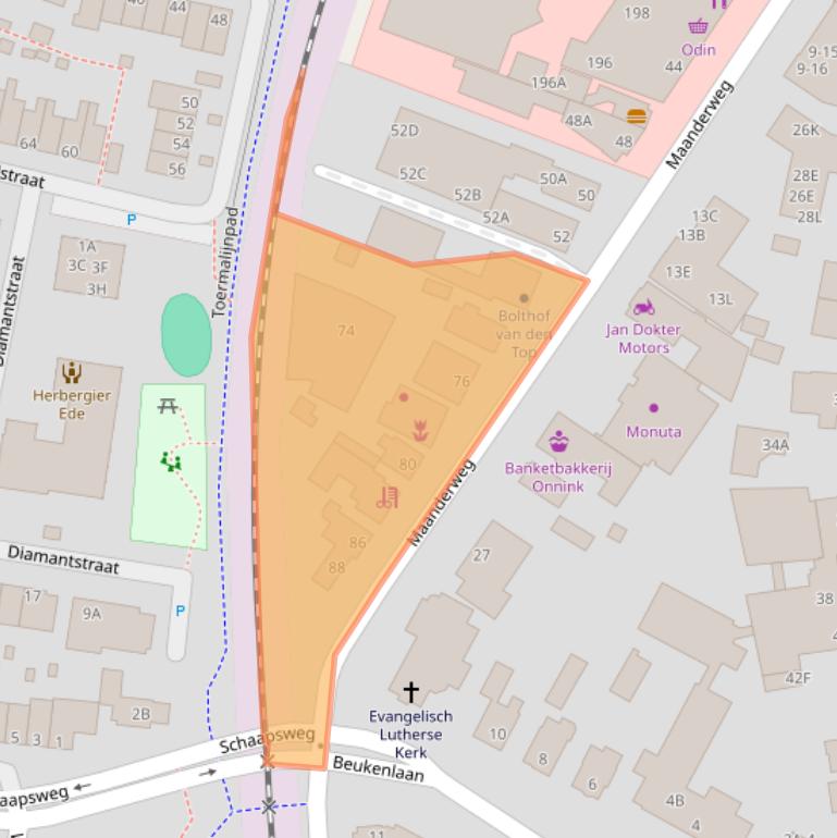 Kaart van postcodegebied 6711NG.