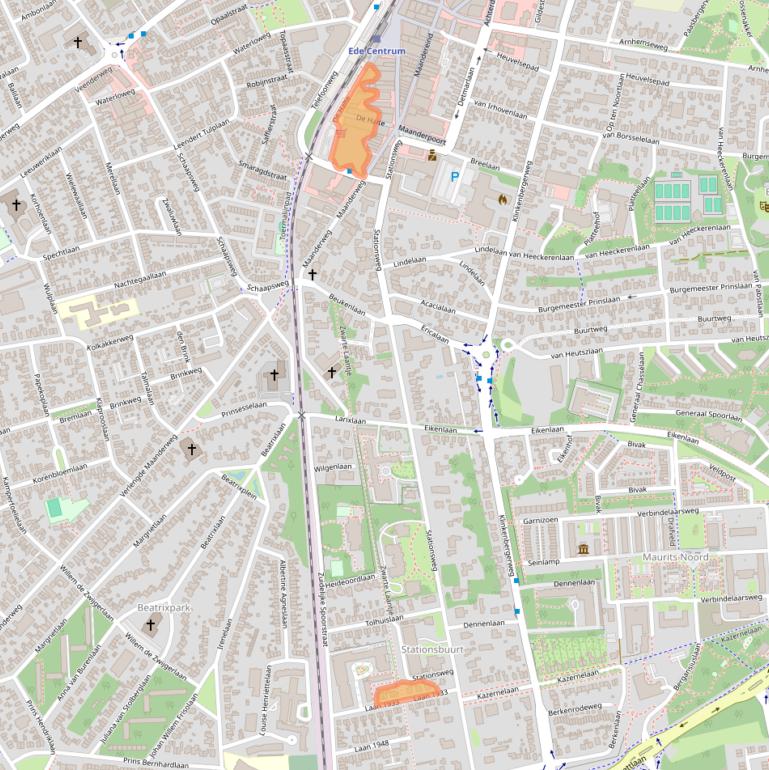 Kaart van postcodegebied 6711NZ.