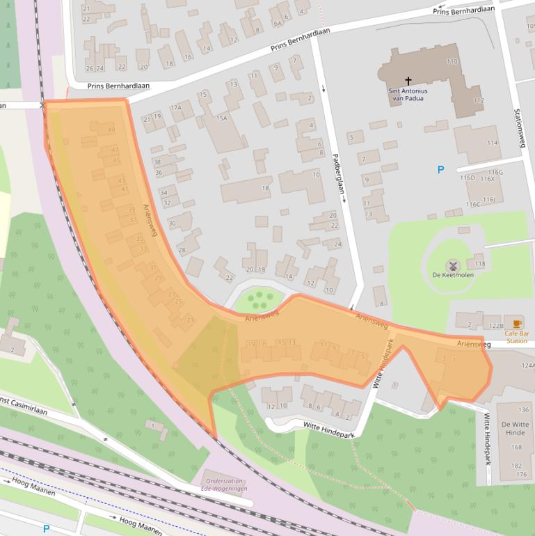 Kaart van postcodegebied 6711PE.