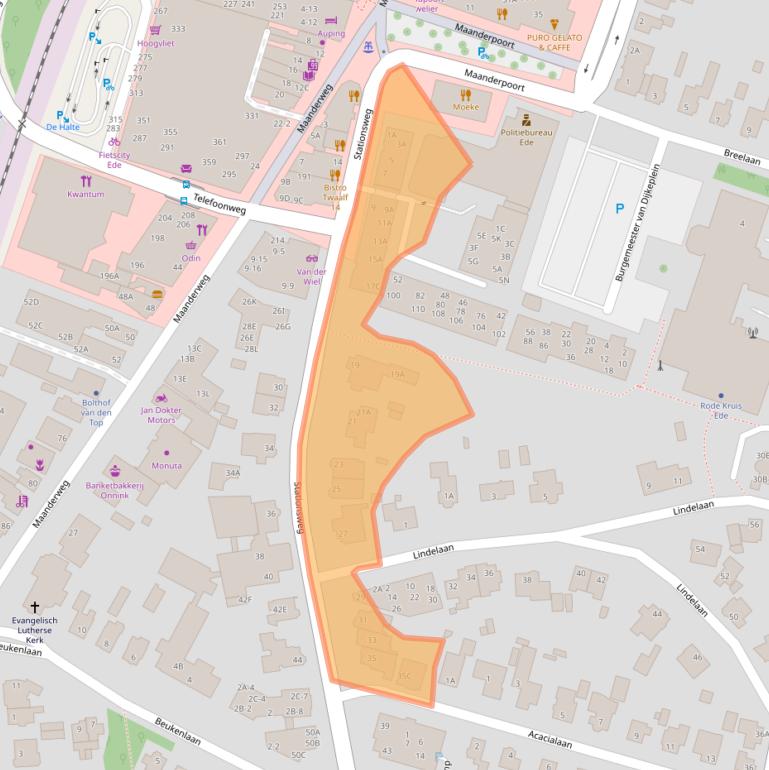 Kaart van postcodegebied 6711PJ.