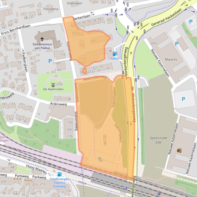 Kaart van postcodegebied 6711PN.