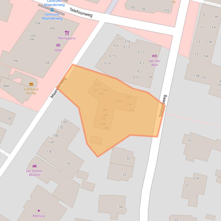 Kaart van postcodegebied 6711PR.