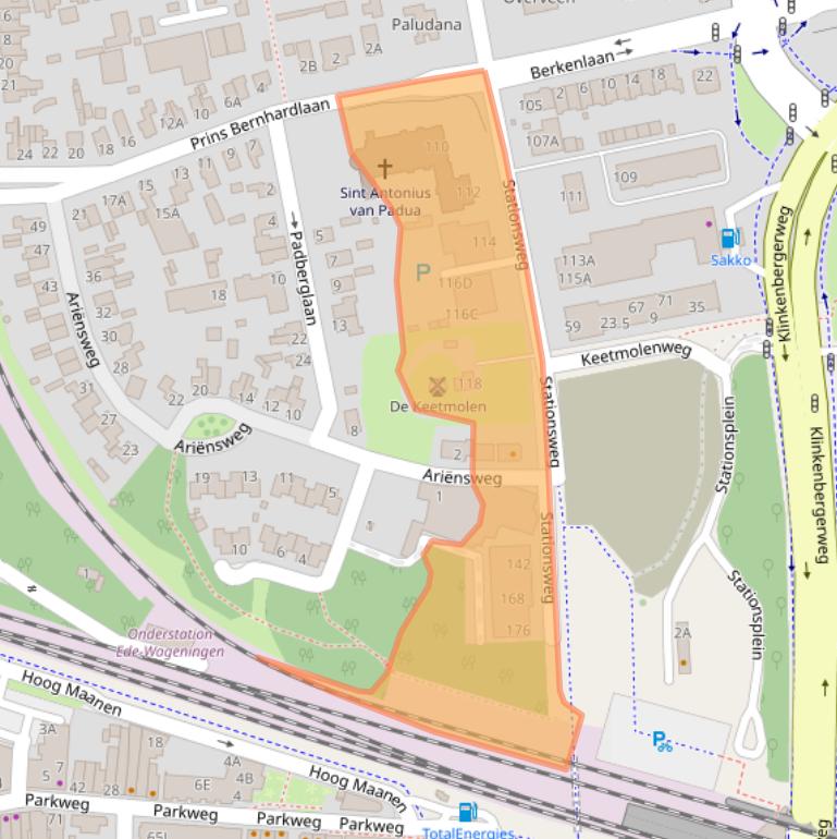 Kaart van postcodegebied 6711PZ.