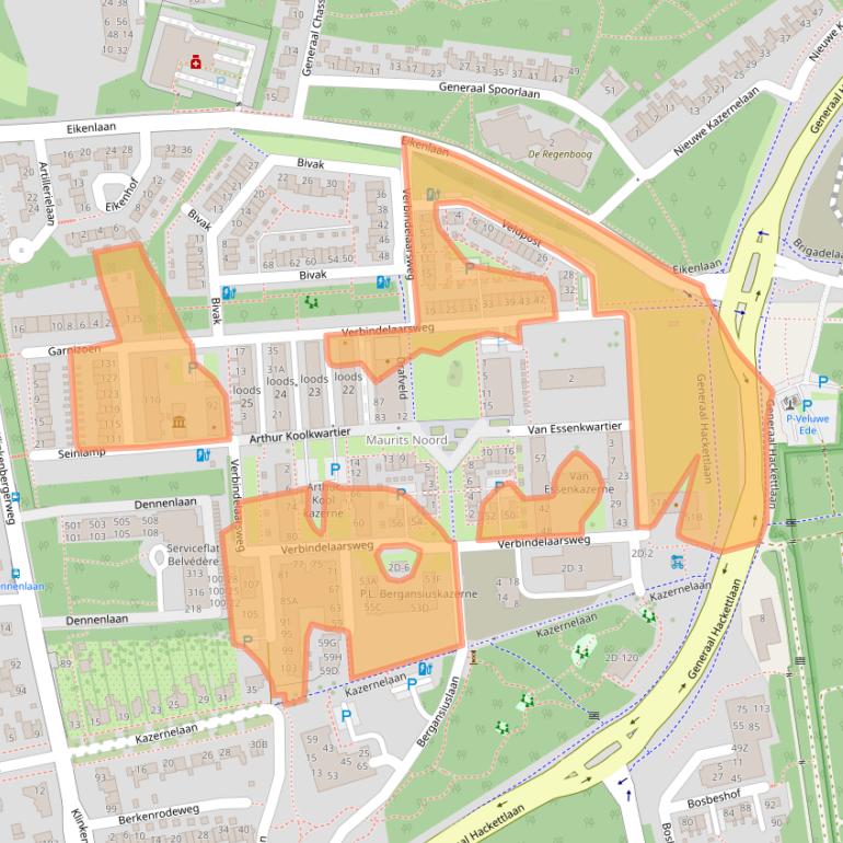 Kaart van postcodegebied 6711VD.