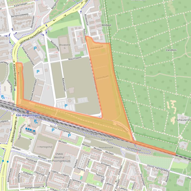 Kaart van postcodegebied 6711VW.