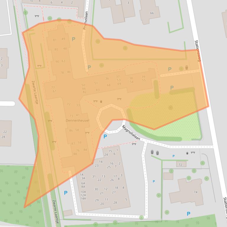 Kaart van postcodegebied 6711WC.