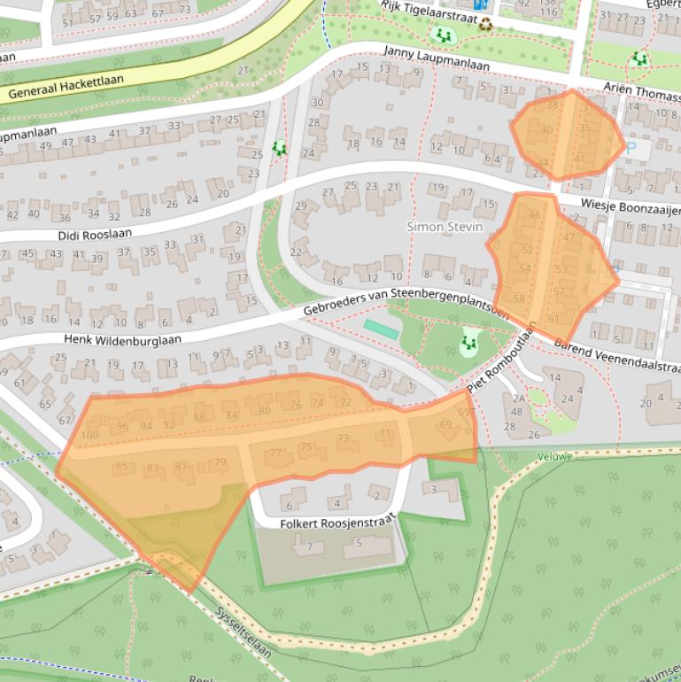 Kaart van postcodegebied 6711XD.