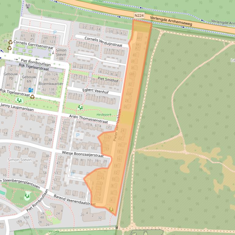 Kaart van postcodegebied 6711XJ.