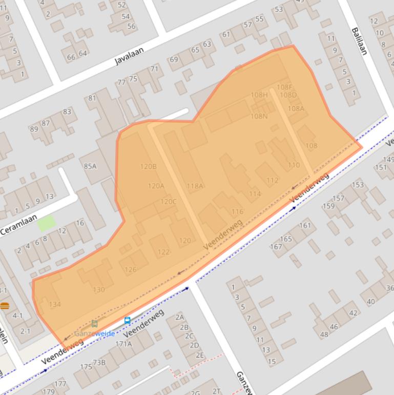 Kaart van postcodegebied 6712AE.