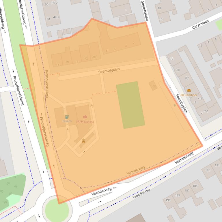 Kaart van postcodegebied 6712AJ.