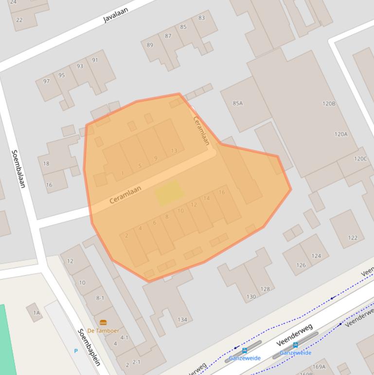 Kaart van postcodegebied 6712AX.