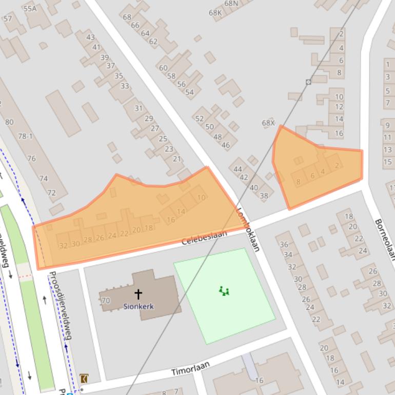 Kaart van postcodegebied 6712BA.