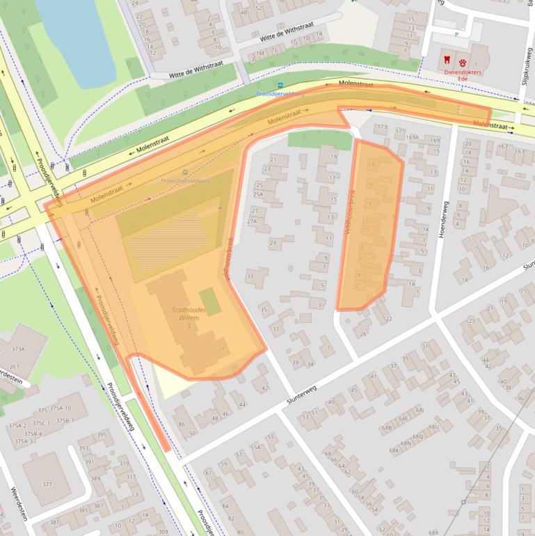Kaart van postcodegebied 6712BZ.
