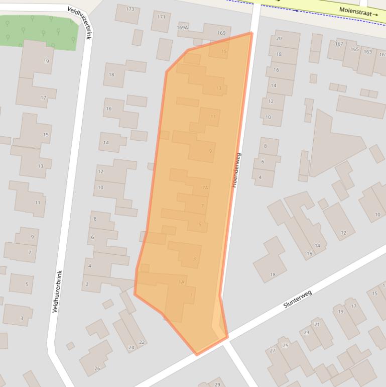 Kaart van postcodegebied 6712CA.