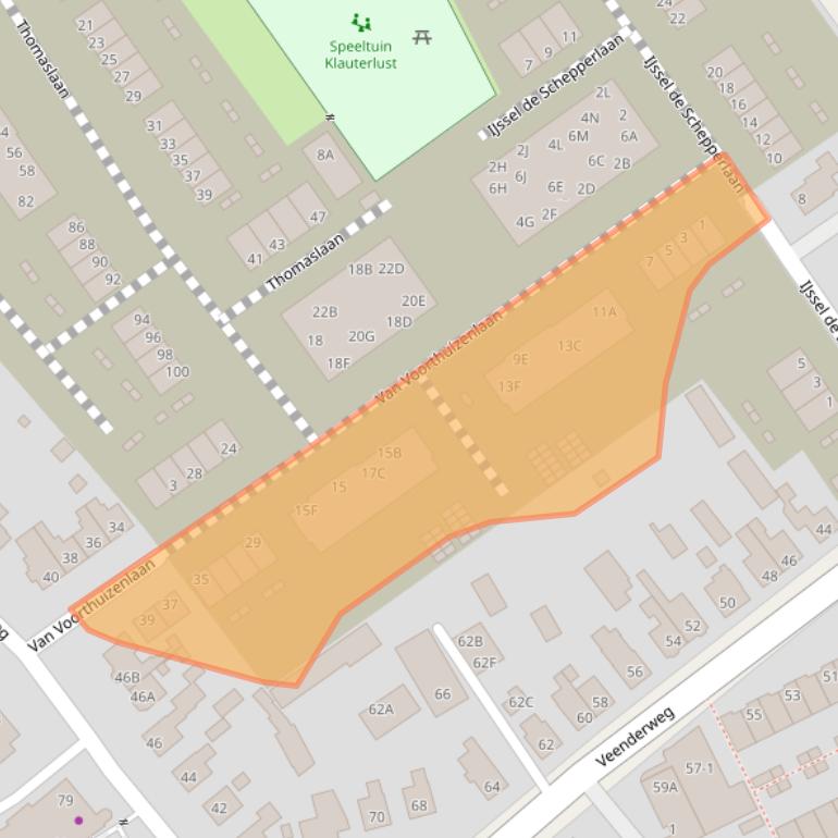 Kaart van postcodegebied 6712CH.