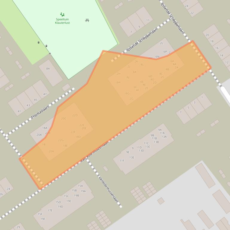 Kaart van postcodegebied 6712CJ.