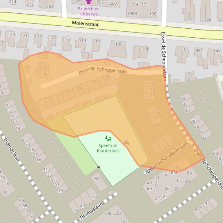 Kaart van postcodegebied 6712CP.