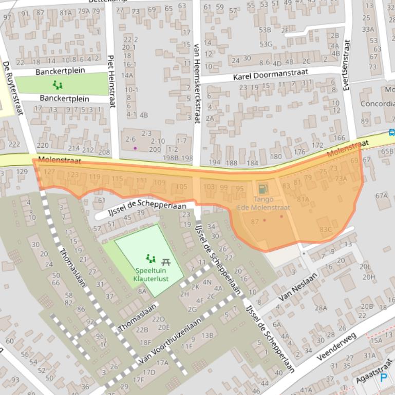 Kaart van postcodegebied 6712CT.