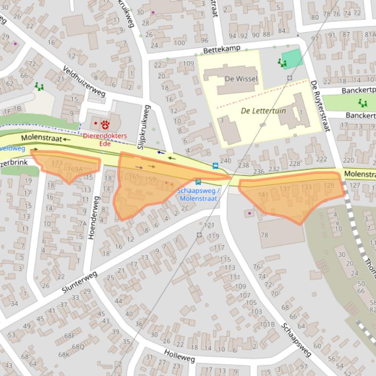 Kaart van postcodegebied 6712CV.