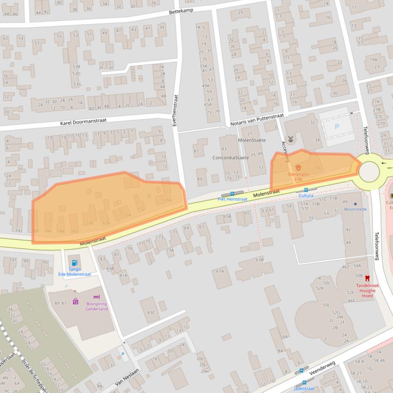 Kaart van postcodegebied 6712CW.