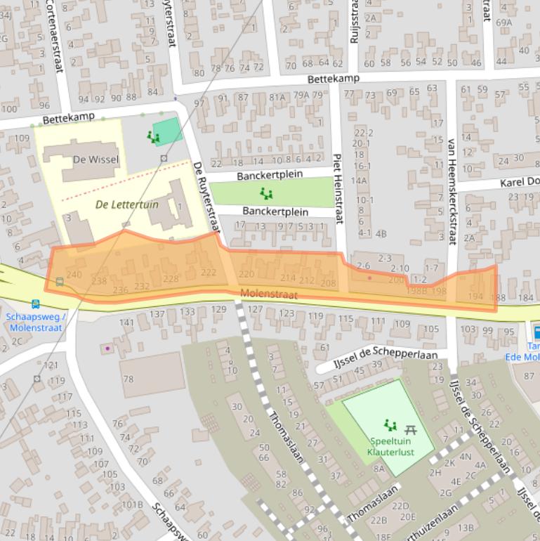 Kaart van postcodegebied 6712CX.