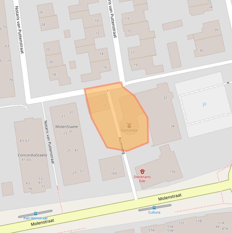 Kaart van postcodegebied 6712CZ.