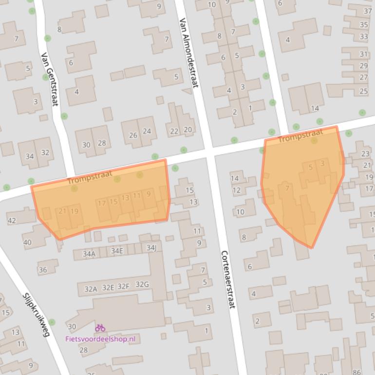 Kaart van postcodegebied 6712DM.