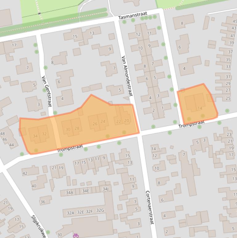 Kaart van postcodegebied 6712DN.