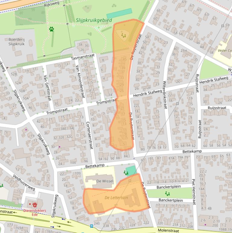Kaart van postcodegebied 6712DR.