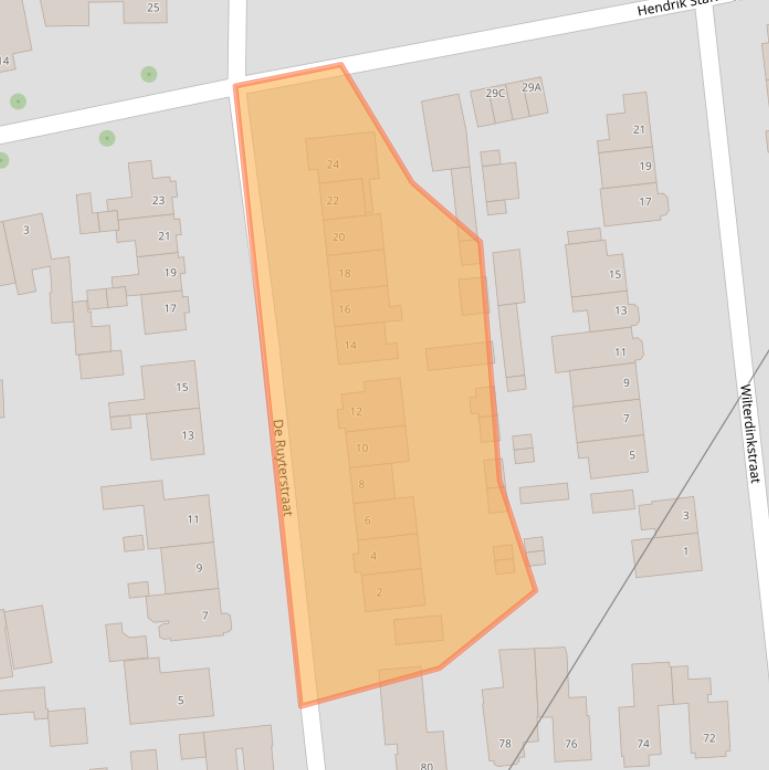 Kaart van postcodegebied 6712DS.