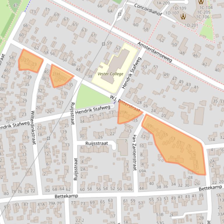 Kaart van postcodegebied 6712DV.