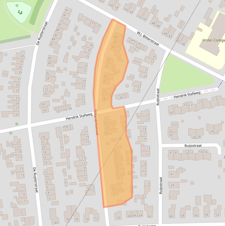 Kaart van postcodegebied 6712EC.