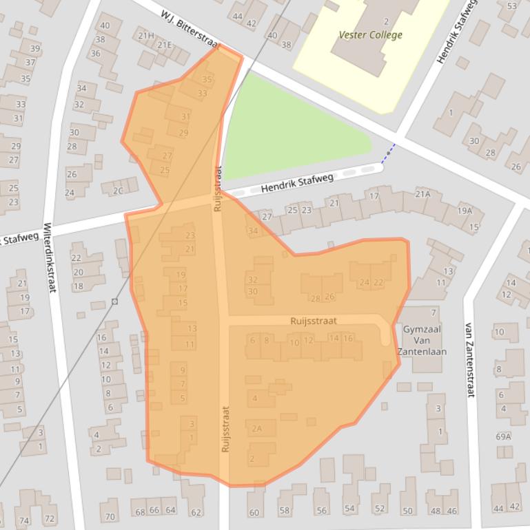 Kaart van postcodegebied 6712ED.