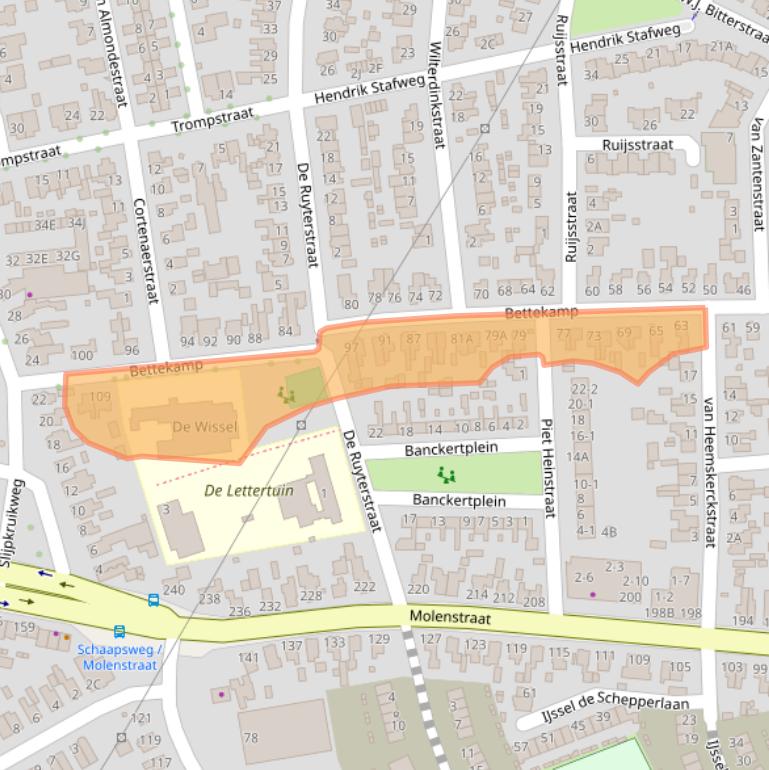 Kaart van postcodegebied 6712EJ.