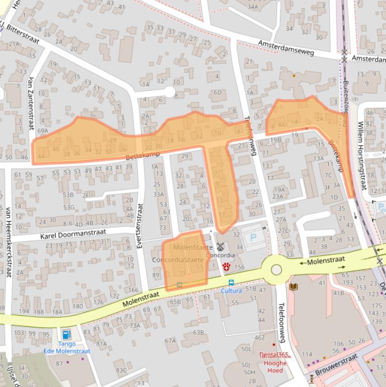 Kaart van postcodegebied 6712EK.