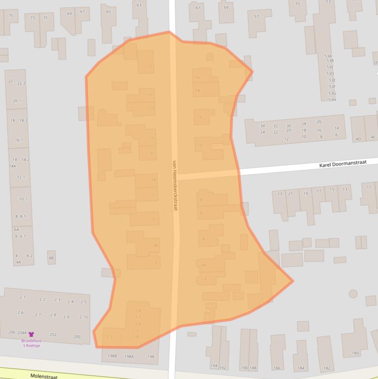 Kaart van postcodegebied 6712ET.