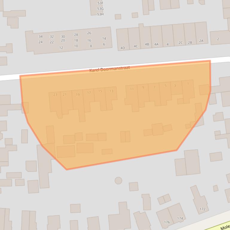 Kaart van postcodegebied 6712EV.
