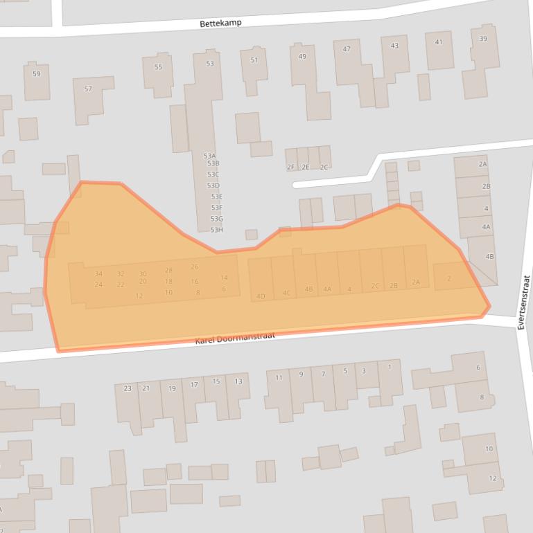 Kaart van postcodegebied 6712EW.