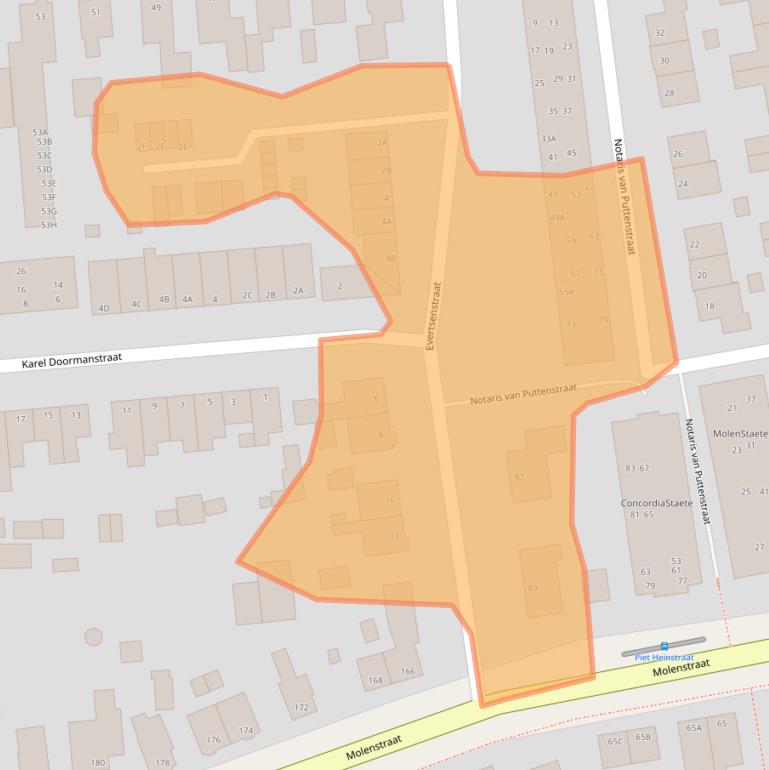 Kaart van postcodegebied 6712EZ.